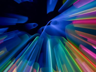 Abstract image of light streaks symbolizing mindful breathing.